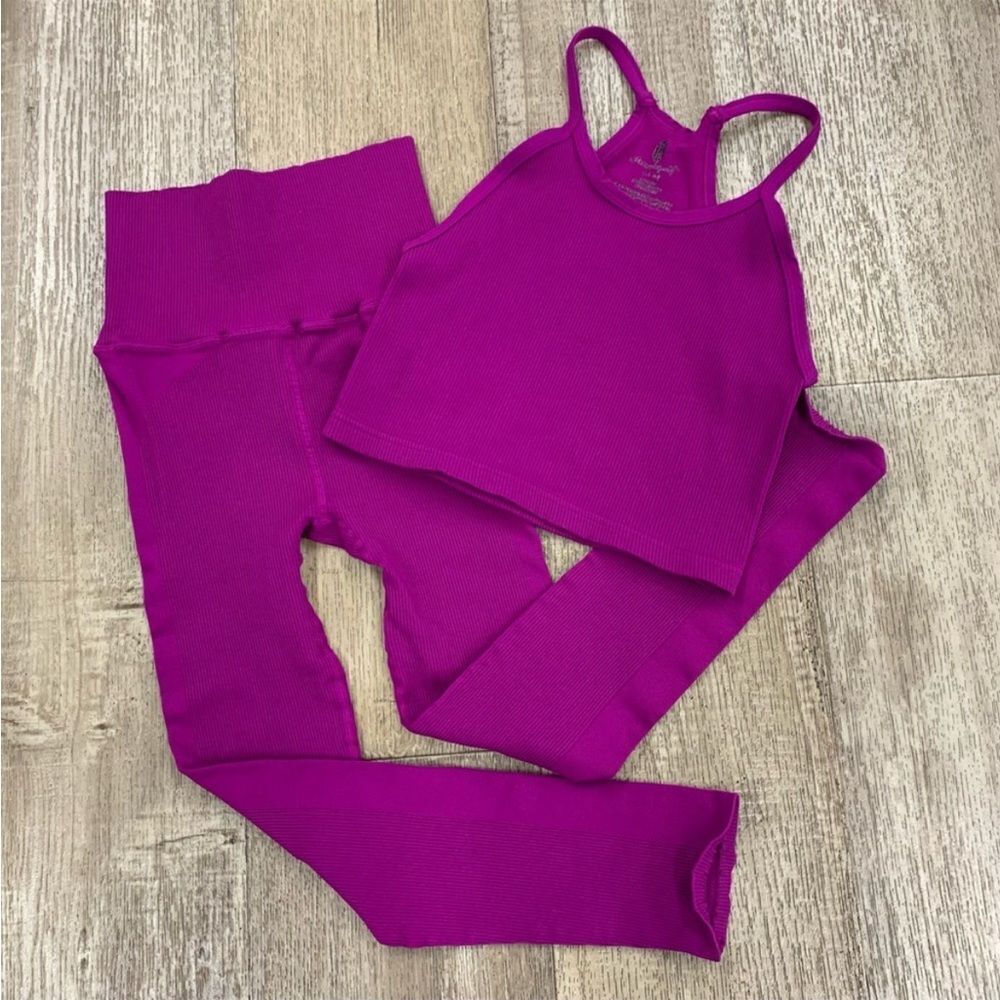 𝅺Free People Happiness Top & Legging Set In Bright Purple
